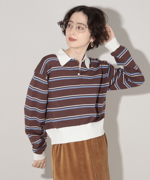 GEORGE'S(ジョージズ)の「ラガーボーダーニット(ニット/セーター・レディース・ブルー/ピンク/ブラウン・MEDIUM)」の19枚目の写真