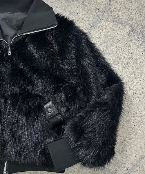 MandO（Auntie Rosa）（エムオー）の「ハイネックファーブルゾン（ブルゾン・メンズ・ブラック/ブラウン・LARGE/MEDIUM）」の3枚目の写真