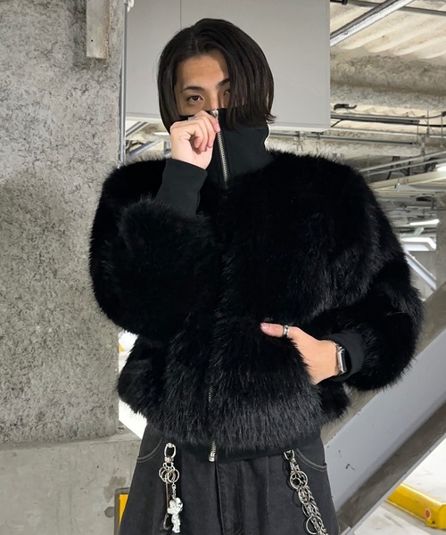 MandO（Auntie Rosa）（エムオー）の「ハイネックファーブルゾン（ブルゾン・メンズ・ブラック/ブラウン・LARGE/MEDIUM）」の7枚目の写真