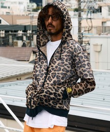 STUD MUFFIN | mpa3995-レオパードメッシュ スマイリーパッチ ジップパーカー(614-02864)(パーカー)