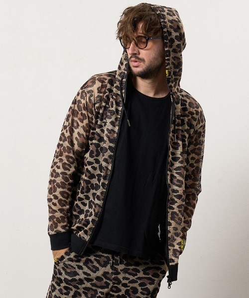 STUD MUFFIN（スタッドマフィン）の「mpa3995-レオパードメッシュ スマイリーパッチ ジップパーカー(614-02864)（パーカー・メンズ・ブラウン・2/3/4）」の18枚目の写真