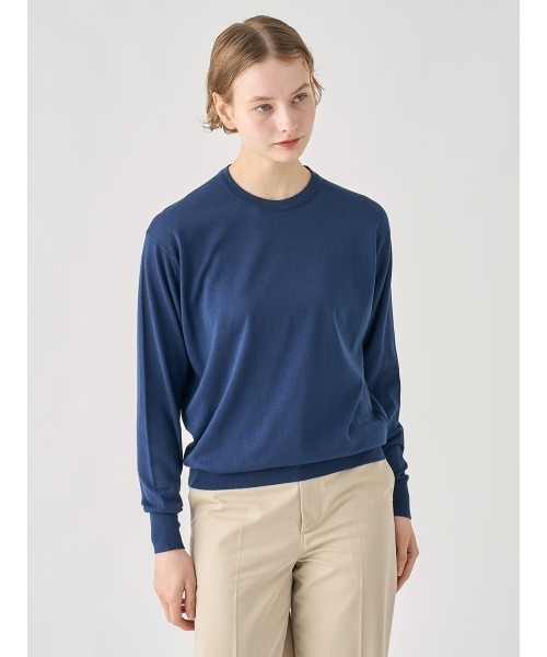 ☆JOHN SMEDLEY ネイビークルーネック セーター☆ クルーネック長袖プルオーバー（ニット/セーター）｜JOHN SMEDLEY