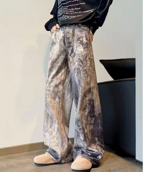 link lot(リンクロット)の「【ウエストゴム】タイダイプリントストレートパンツ(デニムパンツ・メンズ・イエロー・M/L)」の8枚目の写真