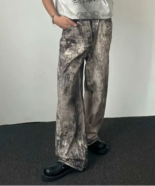 link lot(リンクロット)の「【ウエストゴム】タイダイプリントストレートパンツ(デニムパンツ・メンズ・イエロー・M/L)」の11枚目の写真