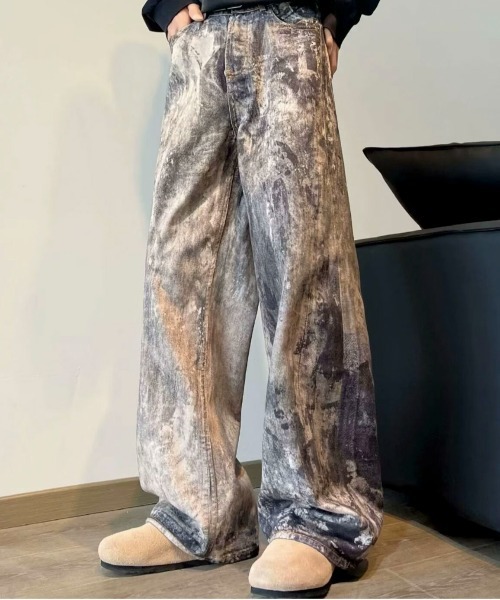 link lot(リンクロット)の「【ウエストゴム】タイダイプリントストレートパンツ(デニムパンツ・メンズ・イエロー・M/L)」の9枚目の写真