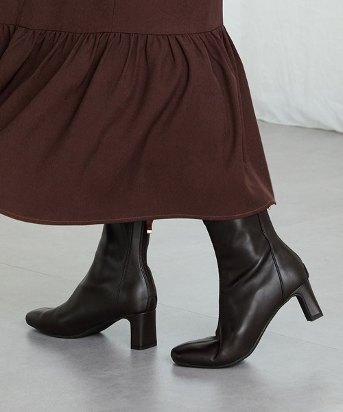 ORiental TRaffic（オリエンタルトラフィック）の「ストレッチ ヒール バックジップ ブーツ / 51423（ブーツ・レディース・ブラック/レッド/ブラウン・S/M/L/LL）」の22枚目の写真