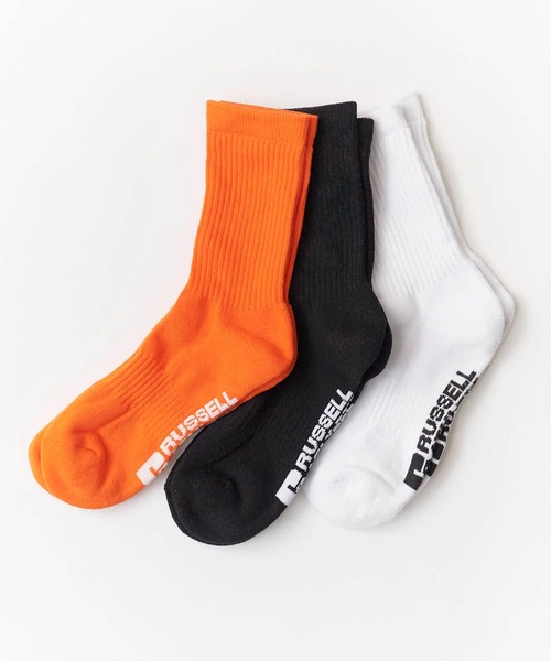 Russell Athletic(ラッセルアスレティック)の「Russell Athletic/ラッセル MENS Crew Length Sports Socks アスレティック パイル3Pソックス 靴下(ソックス/靴下・メンズ・その他/ホワイト系その他・25-27)」の1枚目の写真