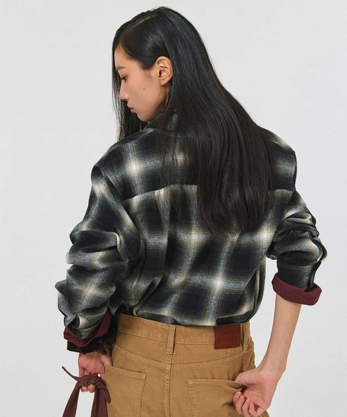 EMIS(イミス)の「FLANEL CHECK SHIRT(シャツ/ブラウス・レディース・ブラック/ブルー・SMALL)」の8枚目の写真