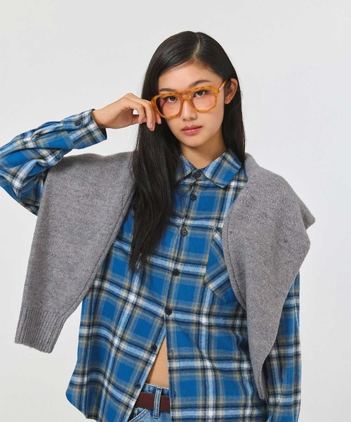EMIS(イミス)の「FLANEL CHECK SHIRT(シャツ/ブラウス・レディース・ブラック/ブルー・SMALL)」の13枚目の写真