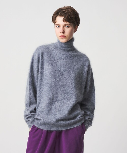 AGNONA カシミアグレー タートルネックニット OTONA トップス ニット レディース グレー タートルネック 長袖 異素材