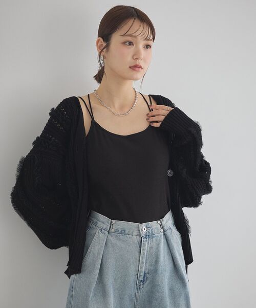 earth music&ecology（アースミュージックアンドエコロジー）の「【カップ付き】クロスストラップカップ付キャミソール（キャミソール・レディース・ブラック/アイボリー・S/M）」の17枚目の写真