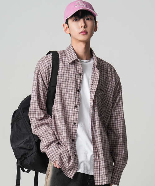 AVANDRESS(アバンドレス )の「OL Overfit Check Shirt PINK(シャツ/ブラウス・レディース・ピンク・LARGE/MEDIUM/X-LARGE)」の4枚目の写真
