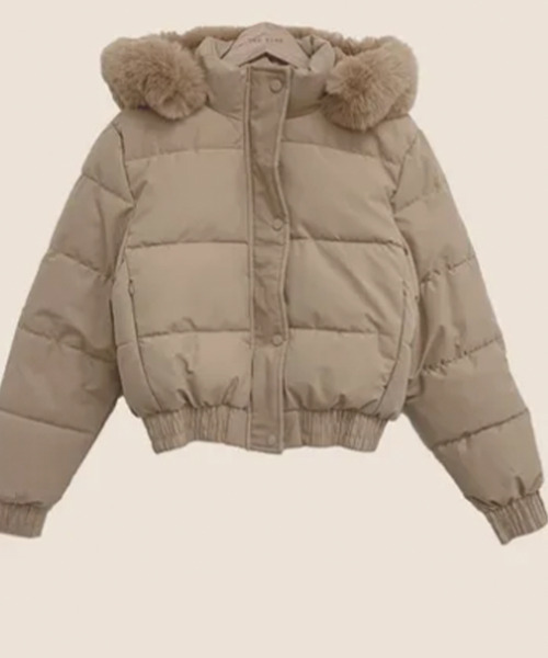 セール】【裏起毛】ファー付 ショート丈フェイクダウンジャケット