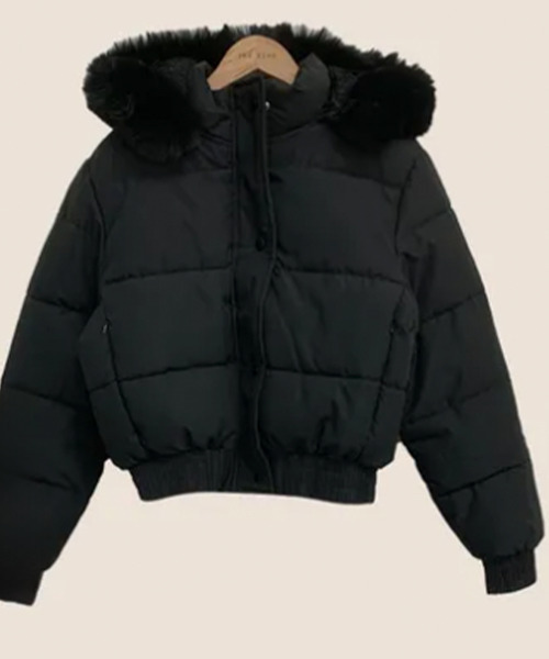 セール】【裏起毛】ファー付 ショート丈フェイクダウンジャケット