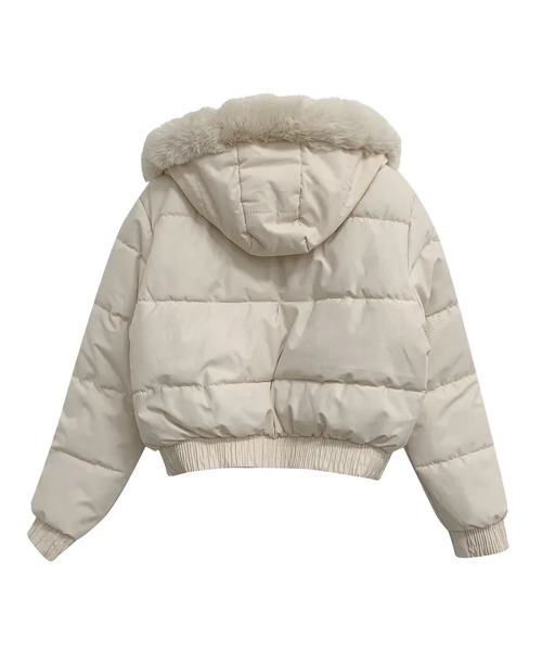 hooked vintage ショート丈　ダウン セール】【裏起毛】ファー付 ショート丈フェイクダウンジャケット