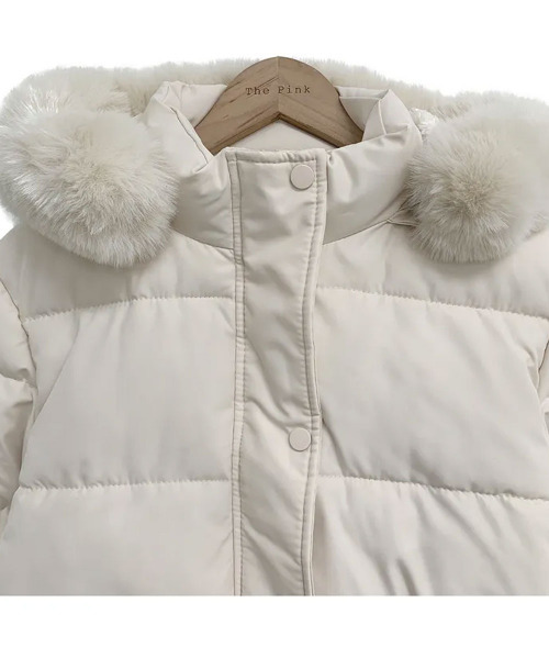 セール】【裏起毛】ファー付 ショート丈フェイクダウンジャケット