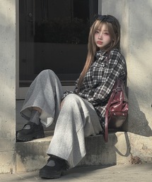 バックロゴダメージチェックシャツ
