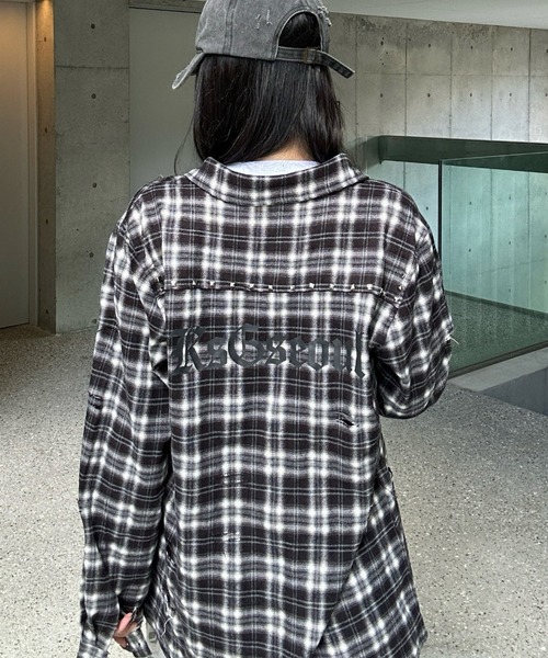 KsG（ケーエスジー）の「バックロゴダメージチェックシャツ（シャツ/ブラウス・レディース・ブラック・LARGE/MEDIUM/SMALL）」の5枚目の写真