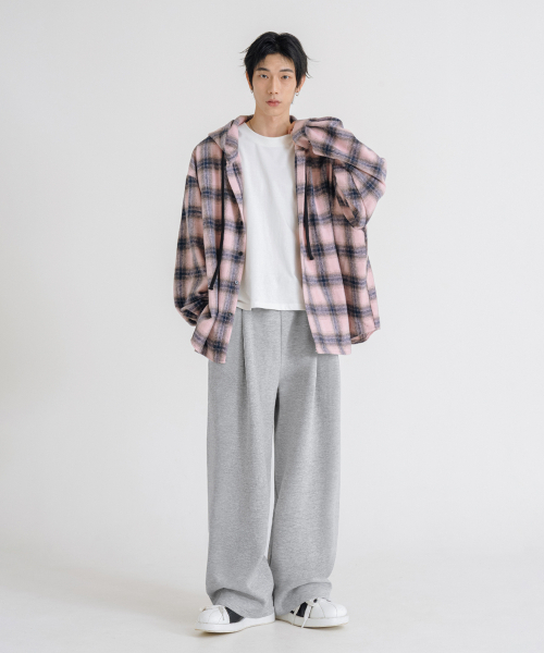 LEMAIN SECOND（リメインセカンド）の「[2PACK] ONE-TUCK WIDE SWEAT PANTS - GRAY (FLEECE ver)（スウェットパンツ・レディース・その他・LARGE/X-LARGE/XX-LARGE/SMALL/MEDIUM）」の3枚目の写真