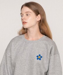 [UNISEX]ブルーフラワードットスマイルロゴマンツーマン_グレー