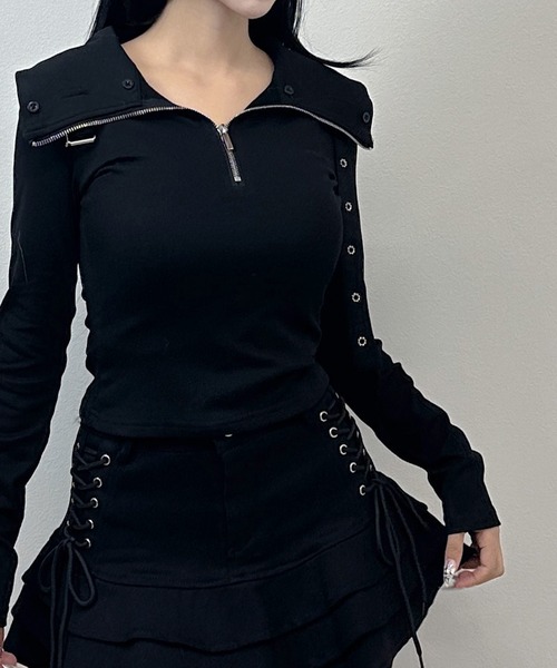 FOLLOWIN(フォロウィン)の「【2WAY取り外し】ファー×ハイネック ストラップトップス(Tシャツ/カットソー・レディース・グレー/ホワイト/ブラック・FREE)」の21枚目の写真