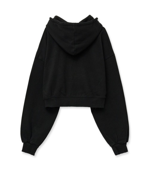 Midnight Move（ミッドナイトムーブ）の「Midnight Move／ダメージフードZIP（ウラケ）（パーカー・レディース・ブラック/オフホワイト・SMALL）」の16枚目の写真