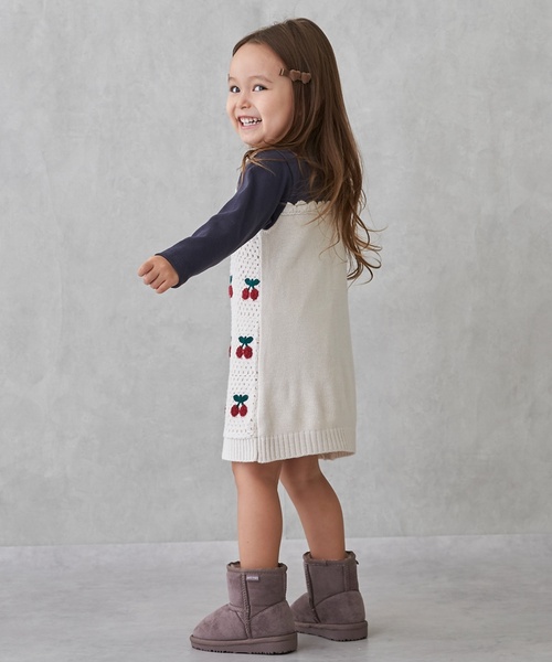 petit main（プティマイン）の「【リンク】クロシェドッキングワンピース（ワンピース・キッズ・ピンク/オフホワイト/ブラック・110cm/120cm/90cm/80ｃｍ/130cm/100cm）」の13枚目の写真