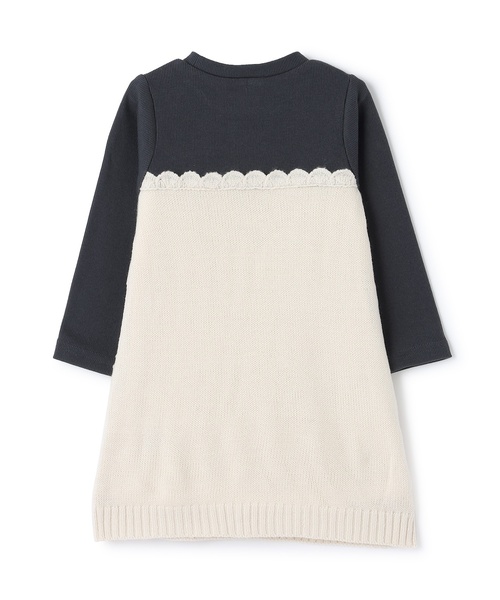 petit main（プティマイン）の「【リンク】クロシェドッキングワンピース（ワンピース・キッズ・ピンク/オフホワイト/ブラック・110cm/120cm/90cm/80ｃｍ/130cm/100cm）」の4枚目の写真