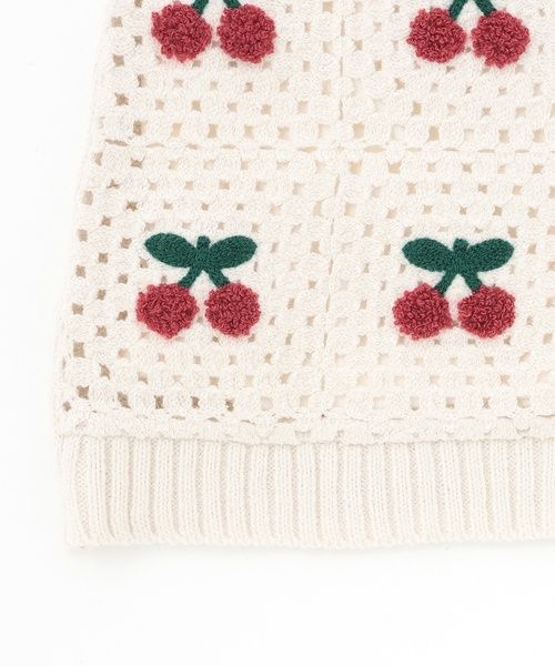 petit main（プティマイン）の「【リンク】クロシェドッキングワンピース（ワンピース・キッズ・ピンク/オフホワイト/ブラック・110cm/120cm/90cm/80ｃｍ/130cm/100cm）」の7枚目の写真