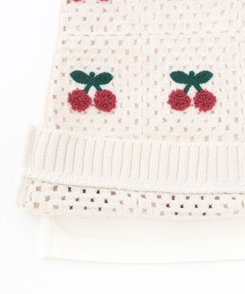 petit main（プティマイン）の「【リンク】クロシェドッキングワンピース（ワンピース・キッズ・ピンク/オフホワイト/ブラック・110cm/120cm/90cm/80ｃｍ/130cm/100cm）」の8枚目の写真