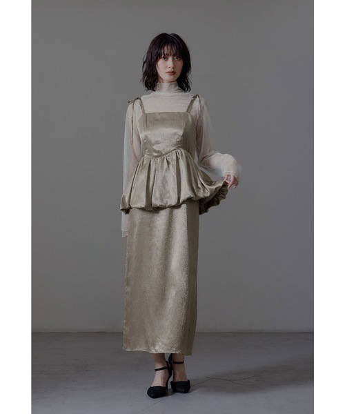 ワッシャーサテンペプラムキャミドレス パーティードレス オケージョン