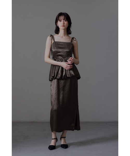 ワッシャーサテンペプラムキャミドレス パーティードレス オケージョン