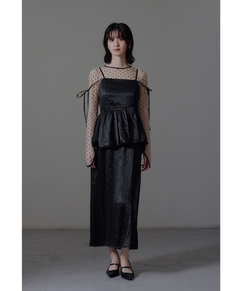 ワッシャーサテンペプラムキャミドレス パーティードレス オケージョン