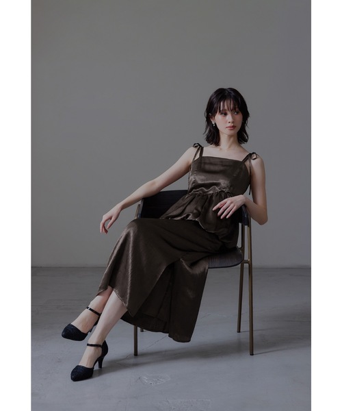 ワッシャーサテンペプラムキャミドレス パーティードレス オケージョン