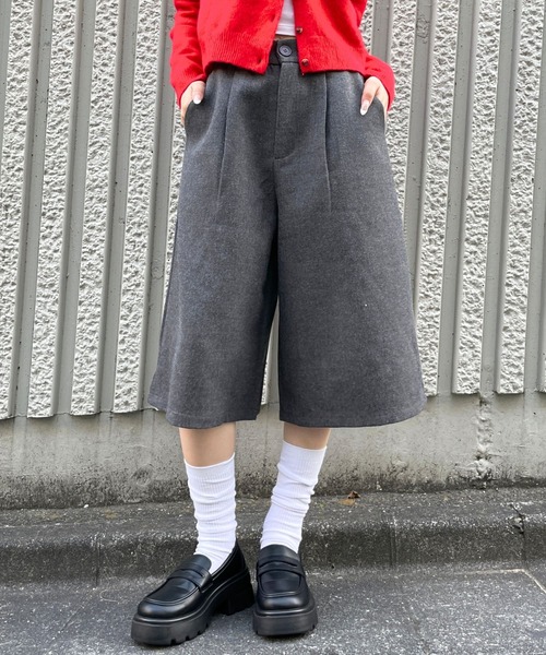 3.3 Field Trip (3.3フィールドトリップ)の「3.3 Field Trip/ウールライクバミューダパンツ(スウェットパンツ・レディース・ブラック/グレー・FREE)」の1枚目の写真