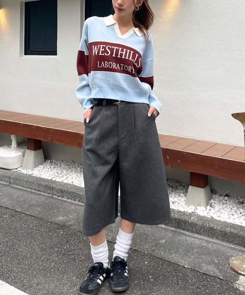 3.3 Field Trip (3.3フィールドトリップ)の「3.3 Field Trip/ウールライクバミューダパンツ(スウェットパンツ・レディース・ブラック/グレー・FREE)」の22枚目の写真