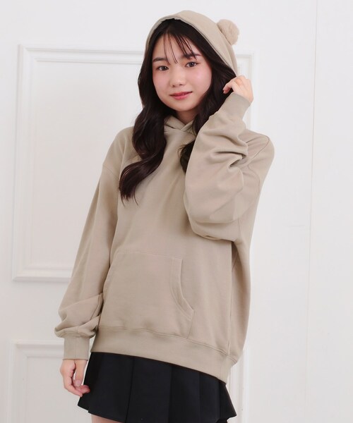 PINK-latte（ピンクラテ）の「くま耳チュニックパーカー（パーカー・キッズ・アイボリー/ブラック/ライトベージュ・13/14/15 /16）」の21枚目の写真