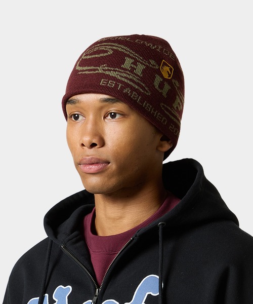 HUF（ハフ）の「WORLDWIDE CLOTHIERS BEANIE（ニットキャップ/ビーニー・メンズ・レッド/ブラック/ナチュラル・O/S）」の13枚目の写真