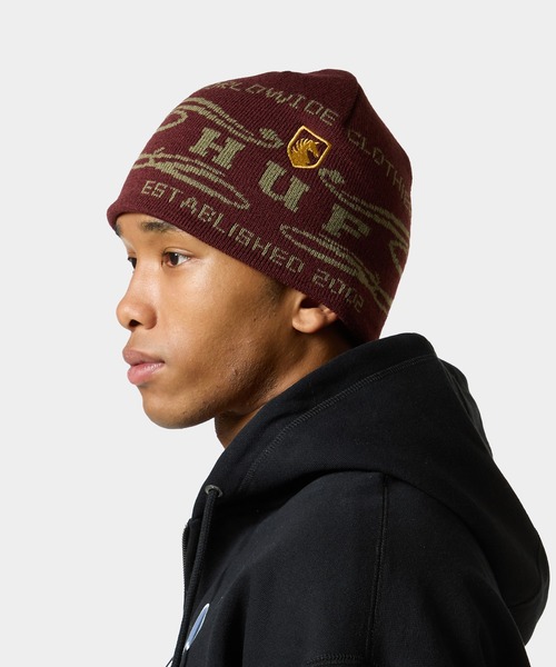 HUF（ハフ）の「WORLDWIDE CLOTHIERS BEANIE（ニットキャップ/ビーニー・メンズ・レッド/ブラック/ナチュラル・O/S）」の14枚目の写真