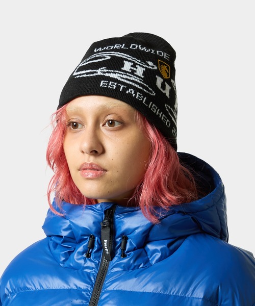 HUF（ハフ）の「WORLDWIDE CLOTHIERS BEANIE（ニットキャップ/ビーニー・メンズ・レッド/ブラック/ナチュラル・O/S）」の7枚目の写真