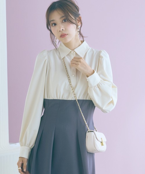 marun(マルン)の「<大きいサイズ>ブラウスドッキングワンピース marun(ワンピース・レディース・アイボリー系・5L/4L/3L/LL/L)」の16枚目の写真