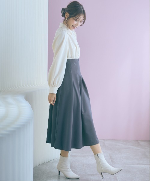 marun(マルン)の「<大きいサイズ>ブラウスドッキングワンピース marun(ワンピース・レディース・アイボリー系・5L/4L/3L/LL/L)」の19枚目の写真