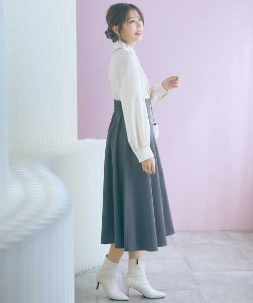 marun(マルン)の「<大きいサイズ>ブラウスドッキングワンピース marun(ワンピース・レディース・アイボリー系・5L/4L/3L/LL/L)」の18枚目の写真