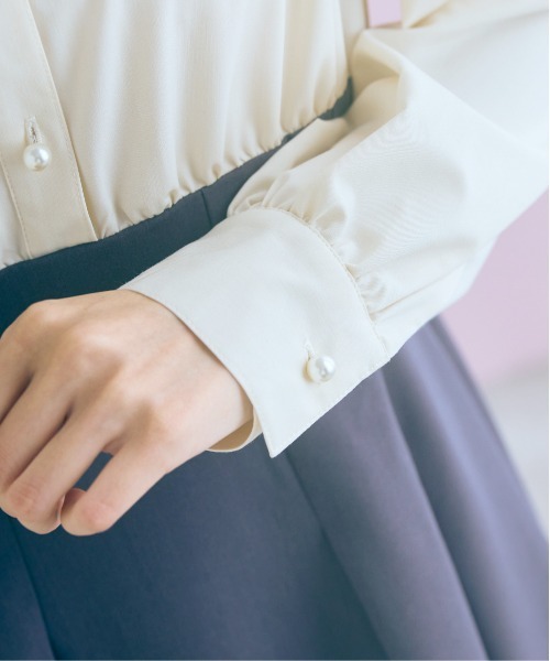 marun(マルン)の「<大きいサイズ>ブラウスドッキングワンピース marun(ワンピース・レディース・アイボリー系・5L/4L/3L/LL/L)」の8枚目の写真