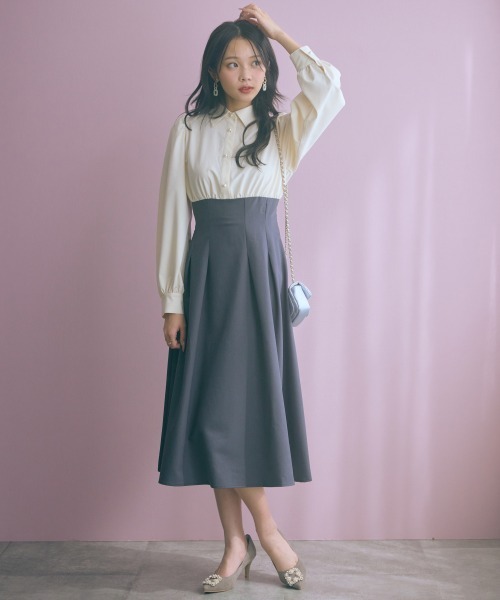 marun(マルン)の「<大きいサイズ>ブラウスドッキングワンピース marun(ワンピース・レディース・アイボリー系・5L/4L/3L/LL/L)」の4枚目の写真