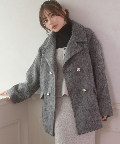 Ambre Neige(アンブルネージュ)の「shaggy chester coat / シャギーチェスターコート(チェスターコート・レディース・チャコールグレー/アイボリー/ダークブラウン・FREE)」の2枚目の写真