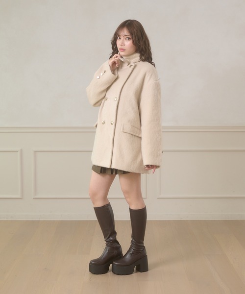 Ambre Neige(アンブルネージュ)の「shaggy chester coat / シャギーチェスターコート(チェスターコート・レディース・チャコールグレー/アイボリー/ダークブラウン・FREE)」の4枚目の写真