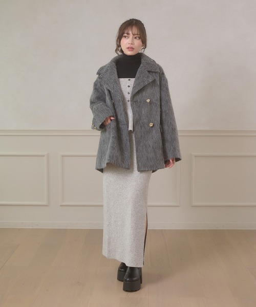 Ambre Neige(アンブルネージュ)の「shaggy chester coat / シャギーチェスターコート(チェスターコート・レディース・チャコールグレー/アイボリー/ダークブラウン・FREE)」の10枚目の写真