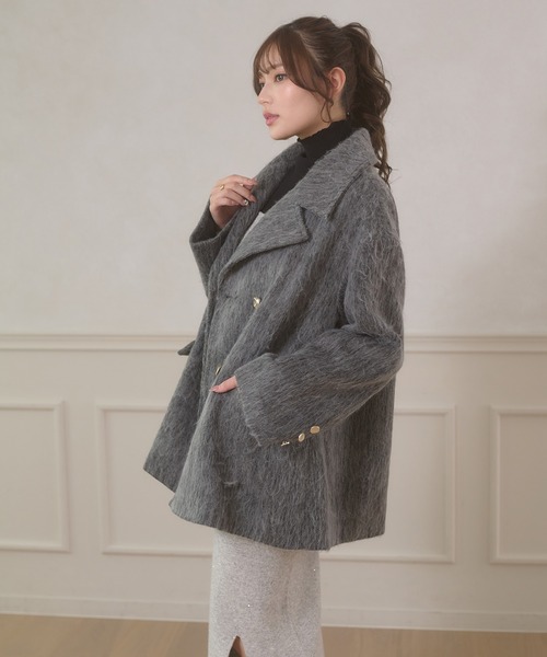 Ambre Neige(アンブルネージュ)の「shaggy chester coat / シャギーチェスターコート(チェスターコート・レディース・チャコールグレー/アイボリー/ダークブラウン・FREE)」の7枚目の写真