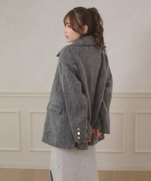 Ambre Neige(アンブルネージュ)の「shaggy chester coat / シャギーチェスターコート(チェスターコート・レディース・チャコールグレー/アイボリー/ダークブラウン・FREE)」の9枚目の写真